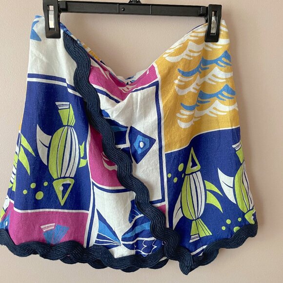 NWT Anthropologie Celandine Linen-Blend Rickrack Mini Skirt Swim Coverup Size L - Picture 5 of 8